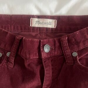 Madewell Maroon / Burgundy Velvet Trousers - Cali Demi-Boot